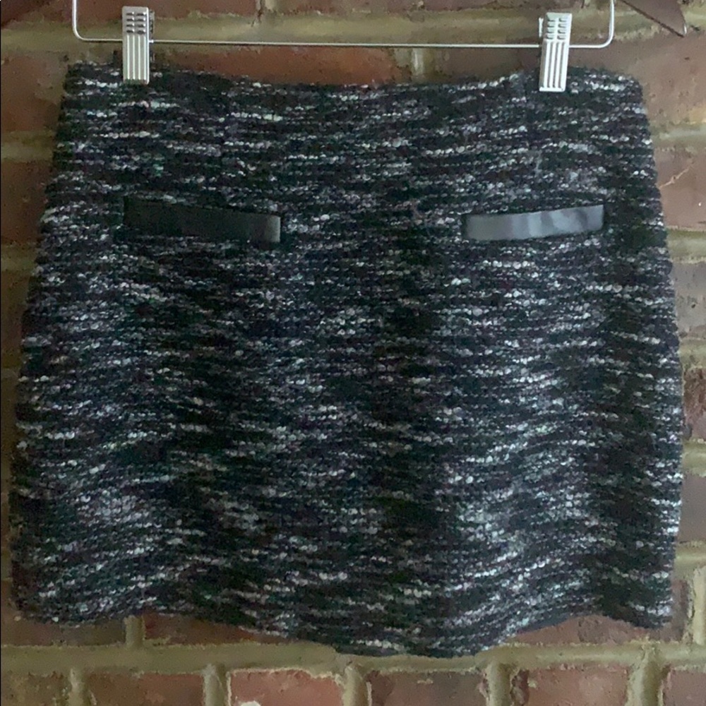 Black and white tweed mini skirt
